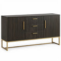 Credenza rettangolare nera e oro in MDF con 2 ante e 3 cassetti, 150 x 40 x 85 cm