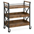 Carrello da cucina a 3 ripiani con ruote, 60 x 40 x 85 cm, Marrone rustico e Nero