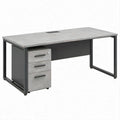 Scrivania rettangolare con cassettiera 3 cassetti, grigio cemento e nero, 140 x 60 x 75 cm