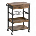 Carrello da cucina in MDF e acciaio marrone rustico e nero, 67 x 45 x 91 cm