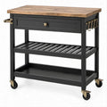 Carrello da cucina nero con piano in legno effetto noce 112 x 52 x 91 cm