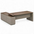 Scrivania direzionale angolare a L Marrone Noce e Tortora 200 x 160 x 75 cm