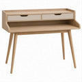 Scrivania scandinava con 2 cassetti, rovere naturale e beige, 100 x 50 x 95 cm