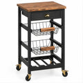 Carrello da cucina in acciaio e MDF nero, marrone e ottone 67 x 37 x 86 cm