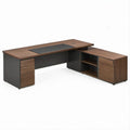 Scrivania direzionale angolare a L 220 x 180 x 75 cm Noce e Nero